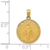 14K Yellow Gold Polished and Satin Miraculous Medal Pendant - Faith-Inspired Design by Oro Pregiato