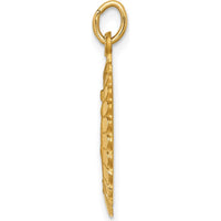 14K Yellow Gold Polished and Satin Miraculous Medal Pendant with Scalloped Edge - 26.5mm x 14.25mm by Oro Pregiato