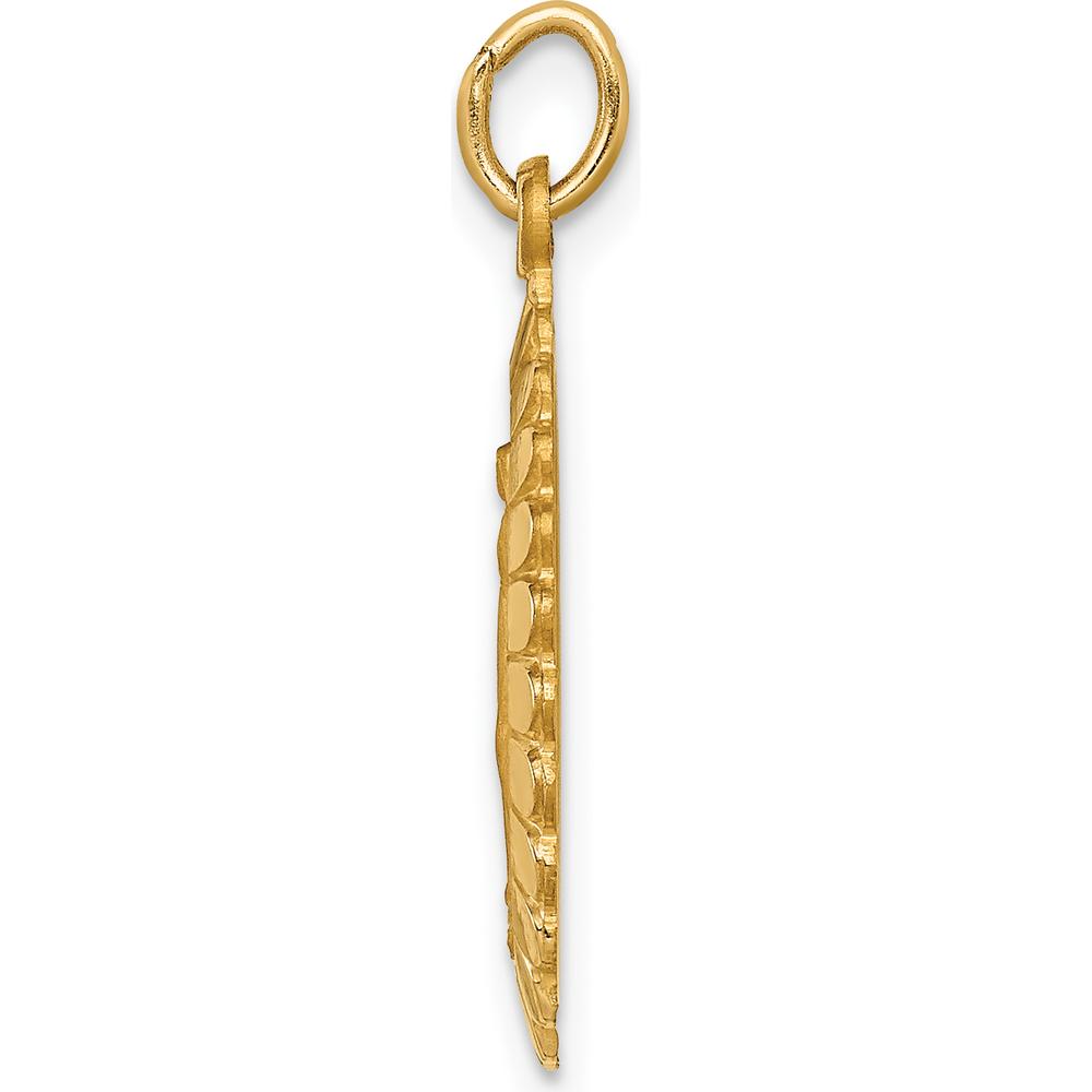 14K Yellow Gold Polished and Satin Miraculous Medal Pendant with Scalloped Edge - 26.5mm x 14.25mm by Oro Pregiato