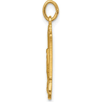 14K Yellow Gold Polished and Satin Miraculous Medal Rectangular Pendant - 23.55mm Length by Oro Pregiato