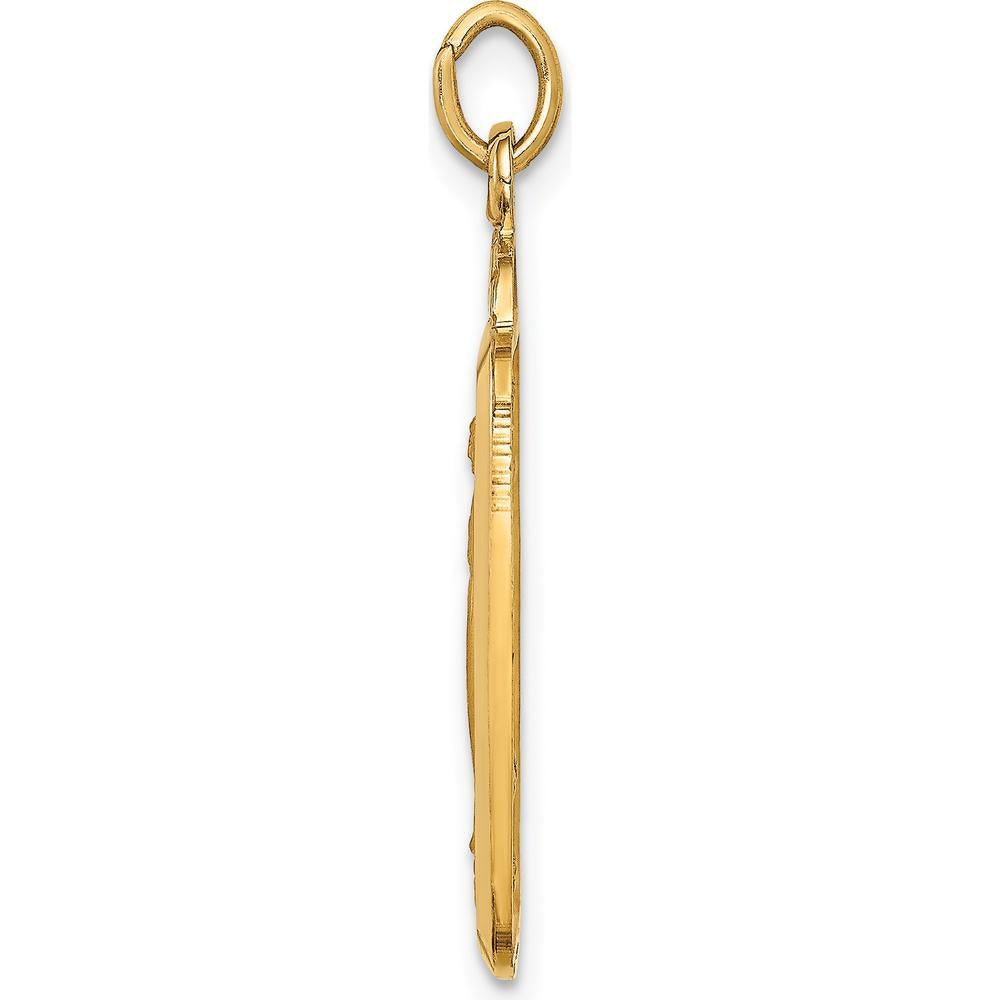 14K Yellow Gold Polished and Satin Miraculous Medal Rectangular Pendant - Religious Jewelry by Oro Pregiato
