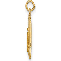 14K Yellow Gold Polished and Satin Miraculous Medal Rectangular Pendant - Solid Gold Faith Jewelry by Oro Pregiato
