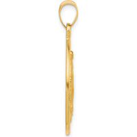 14K Yellow Gold Polished and Satin Miraculous Medal Round Pendant by Oro Pregiato