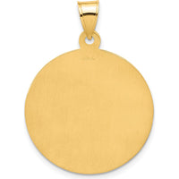 14K Yellow Gold Polished and Satin Miraculous Medal Round Pendant by Oro Pregiato
