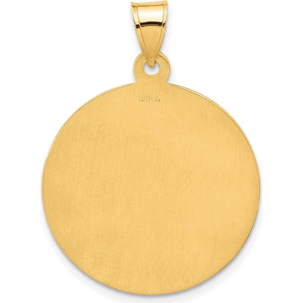 14K Yellow Gold Polished and Satin Miraculous Medal Round Pendant by Oro Pregiato