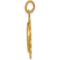 14K Yellow Gold Polished and Satin Miraculous Medal with Scallop Frame Round Charm by Oro Pregiato