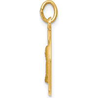 14K Yellow Gold Polished and Satin Mother Cabrini Round Charm Pendant - 19.65mm by Oro Pregiato