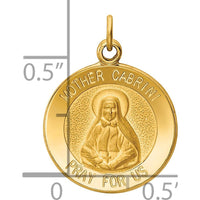 14K Yellow Gold Polished and Satin Mother Cabrini Round Charm Pendant - 19.65mm by Oro Pregiato