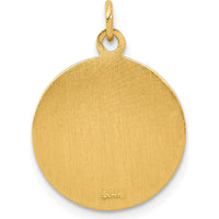 14K Yellow Gold Polished and Satin Mother Cabrini Round Charm Pendant - 19.65mm by Oro Pregiato