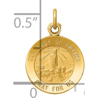 14K Yellow Gold Polished and Satin Our Lady of Fatima Medal Pendant - 16mm by Oro Pregiato