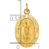 14K Yellow Gold Polished and Satin Our Lady of Guadalupe Medal Oval Pendant by Oro Pregiato