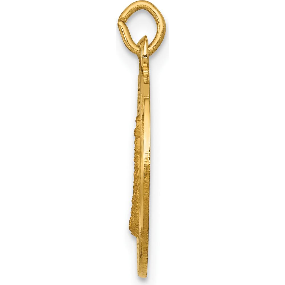 14K Yellow Gold Polished and Satin Our Lady of Loreto Round Charm Pendant - 20mm Length by Oro Pregiato