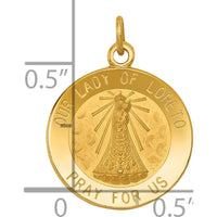 14K Yellow Gold Polished and Satin Our Lady of Loreto Round Charm Pendant - 20mm Length by Oro Pregiato