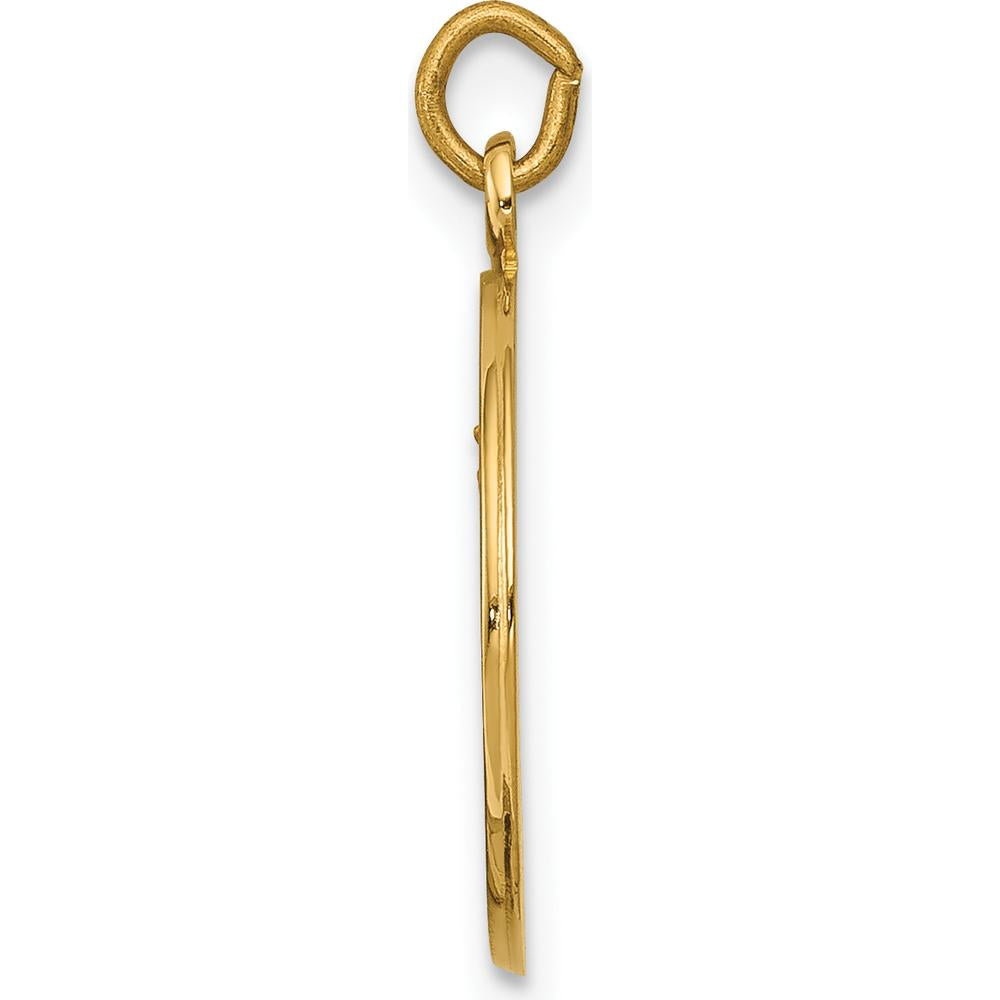 14K Yellow Gold Polished and Satin Our Lady of Mt. Carmel Medal Charm - Solid Gold, 20mm by Oro Pregiato