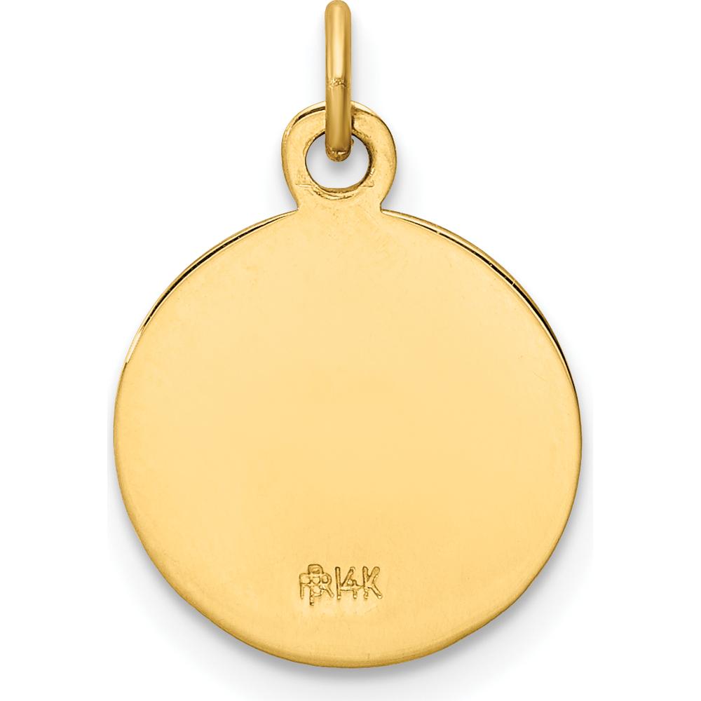 14K Yellow Gold Polished and Satin Our Lady of Mt. Carmel Round Charm - 16.6mm x 12mm by Oro Pregiato
