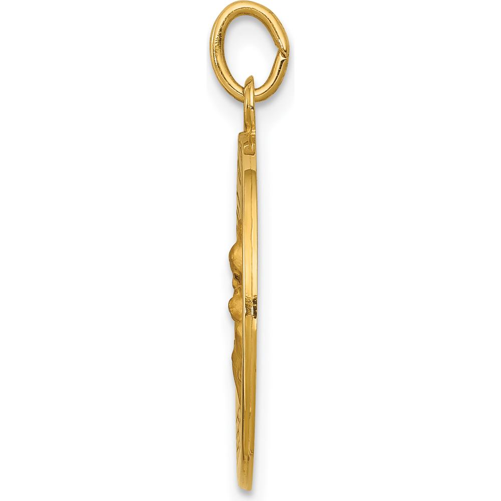 14K Yellow Gold Polished and Satin Our Lady of Perpetual Help Medal Round Pendant - 25mm Length by Oro Pregiato