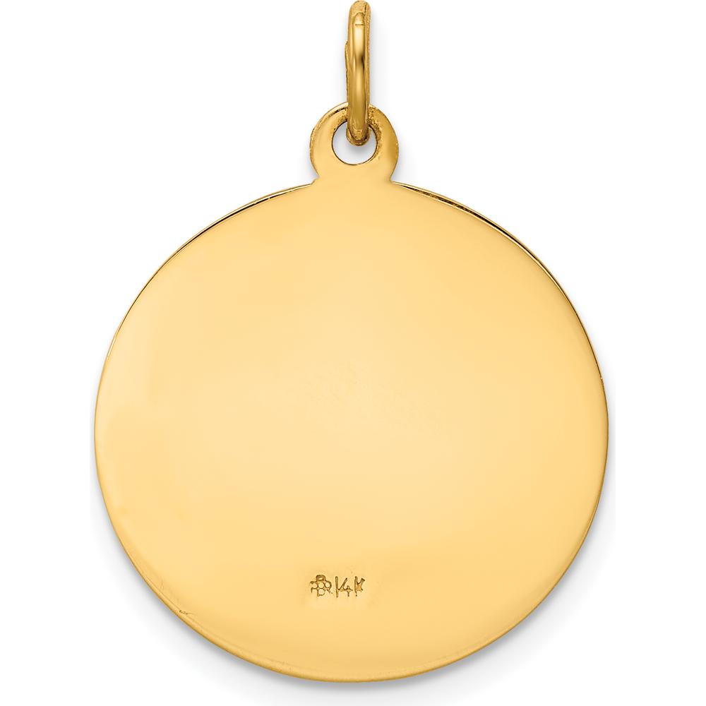 14K Yellow Gold Polished and Satin Our Lady of Perpetual Help Medal Round Pendant - 25mm Length by Oro Pregiato