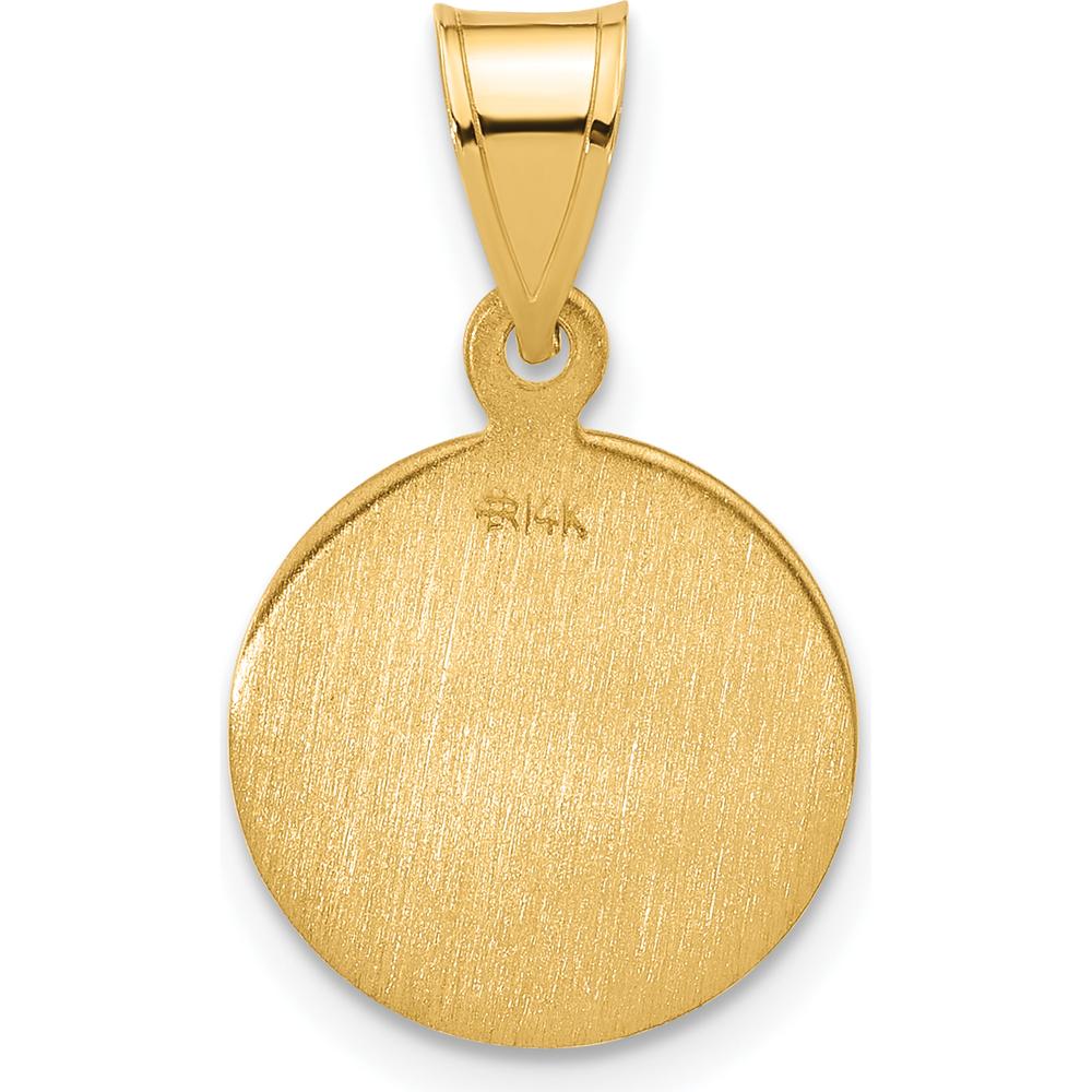 14K Yellow Gold Polished and Satin Our Lady of Perpetual Help Medal Round Pendant by Oro Pregiato