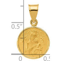 14K Yellow Gold Polished and Satin Our Lady of Perpetual Help Medal Round Pendant by Oro Pregiato