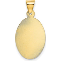 14K Yellow Gold Polished and Satin Oval Pendant with Our Lady of Guadalupe - Diamond-Cut Textured Finish by Oro Pregiato