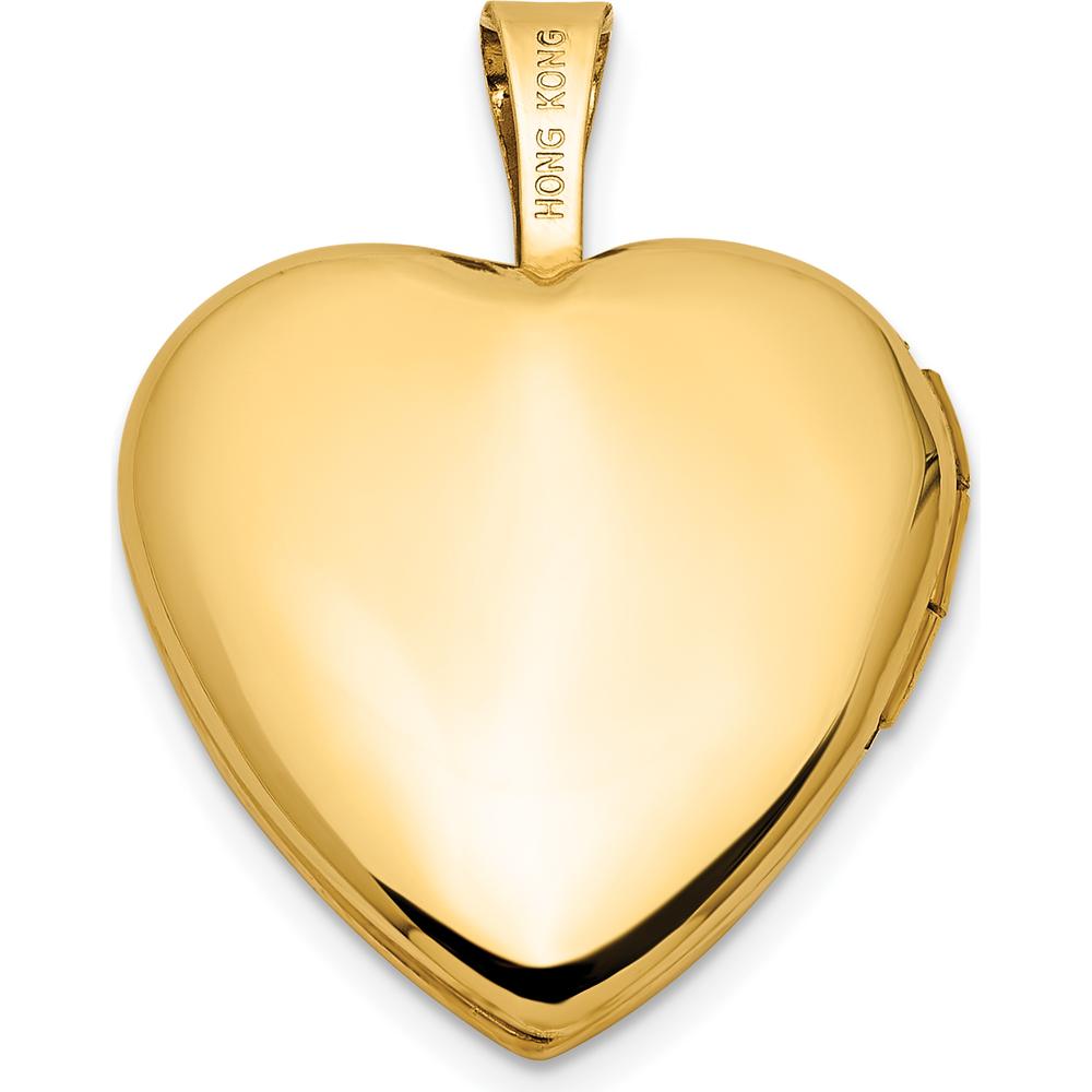 14K Yellow Gold Polished and Satin Pink and Green Enamel Rose "I Love You" Heart Locket by Oro Pregiato