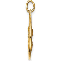 14K Yellow Gold Polished and Satin Queen of the Holy Scapular Reversible Round Pendant - 25.6mm Length by Oro Pregiato