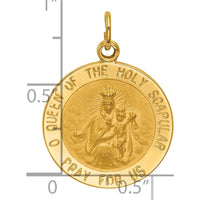14K Yellow Gold Polished and Satin Queen of the Holy Scapular Reversible Round Pendant - 25.6mm Length by Oro Pregiato