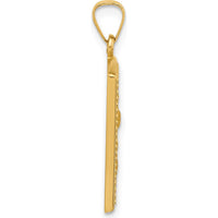14K Yellow Gold Polished and Satin Rectangular St. Christopher Medal Pendant by Oro Pregiato