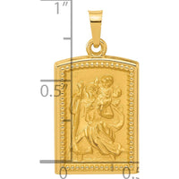 14K Yellow Gold Polished and Satin Rectangular St. Christopher Medal Pendant by Oro Pregiato