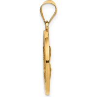 14K Yellow Gold Polished and Satin Reversible Holy Virgin Pendant with Inscribed Prayer by Oro Pregiato