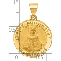 14K Yellow Gold Polished and Satin Round St. Augustine Medal Pendant - 26mm by Oro Pregiato