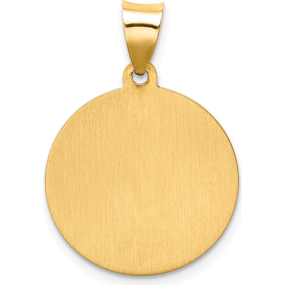 14K Yellow Gold Polished and Satin Round St. Augustine Medal Pendant - 26mm by Oro Pregiato