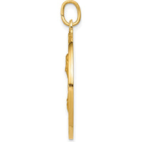 14K Yellow Gold Polished and Satin Sacred Heart of Jesus Medal Round Pendant - 33mm Length by Oro Pregiato