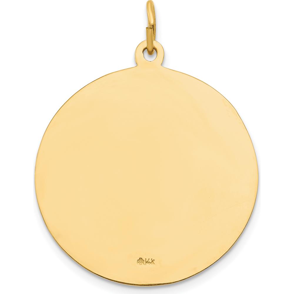 14K Yellow Gold Polished and Satin Sacred Heart of Jesus Medal Round Pendant - 33mm Length by Oro Pregiato