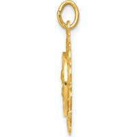 14K Yellow Gold Polished and Satin Sacred Heart of Jesus Medal with Scalloped Edges - 23mm Length by Oro Pregiato