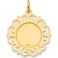 14K Yellow Gold Polished and Satin Sacred Heart of Jesus Medal with Scalloped Edges - 23mm Length by Oro Pregiato