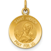14K Yellow Gold Polished and Satin Saint Andrew Medal Charm - 17.5mm by Oro Pregiato