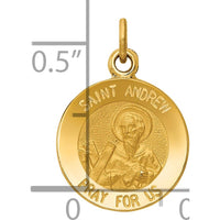 14K Yellow Gold Polished and Satin Saint Andrew Medal Charm - 17.5mm by Oro Pregiato