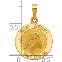14K Yellow Gold Polished and Satin Saint Anthony Medal Charm - 21.9mm Total Length by Oro Pregiato