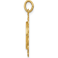 14K Yellow Gold Polished and Satin Saint Anthony Medal with Scalloped Edge Charm by Oro Pregiato