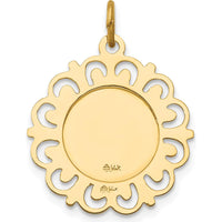 14K Yellow Gold Polished and Satin Saint Anthony Medal with Scalloped Edge Charm by Oro Pregiato