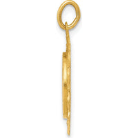14K Yellow Gold Polished and Satin Saint Christopher Medal Charm with Scalloped Edges - 24mm Length by Oro Pregiato
