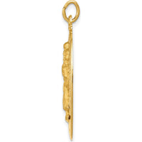 14K Yellow Gold Polished and Satin Saint Christopher Medal Oval Pendant - 31mm Length by Oro Pregiato