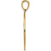 14K Yellow Gold Polished and Satin Saint Christopher Medal Round Pendant with Flat Back - 24.5mm Length by Oro Pregiato