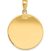 14K Yellow Gold Polished and Satin Saint Christopher Medal Round Pendant with Flat Back - 24.5mm Length by Oro Pregiato