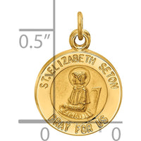 14K Yellow Gold Polished and Satin Saint Elizabeth Seton Round Charm Pendant by Oro Pregiato
