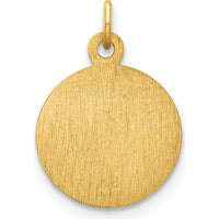 14K Yellow Gold Polished and Satin Saint Elizabeth Seton Round Charm Pendant by Oro Pregiato