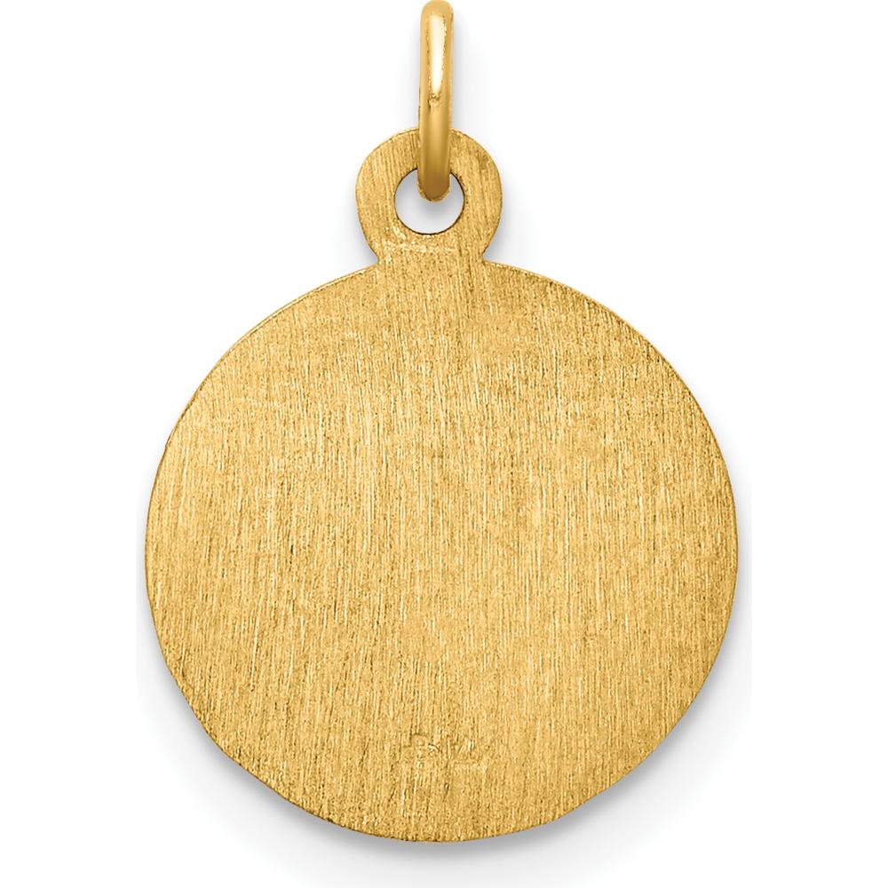 14K Yellow Gold Polished and Satin Saint Elizabeth Seton Round Charm Pendant by Oro Pregiato