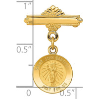 14K Yellow Gold Polished and Satin Saint John the Baptist Medal Pin - 26.5mm x 18mm by Oro Pregiato
