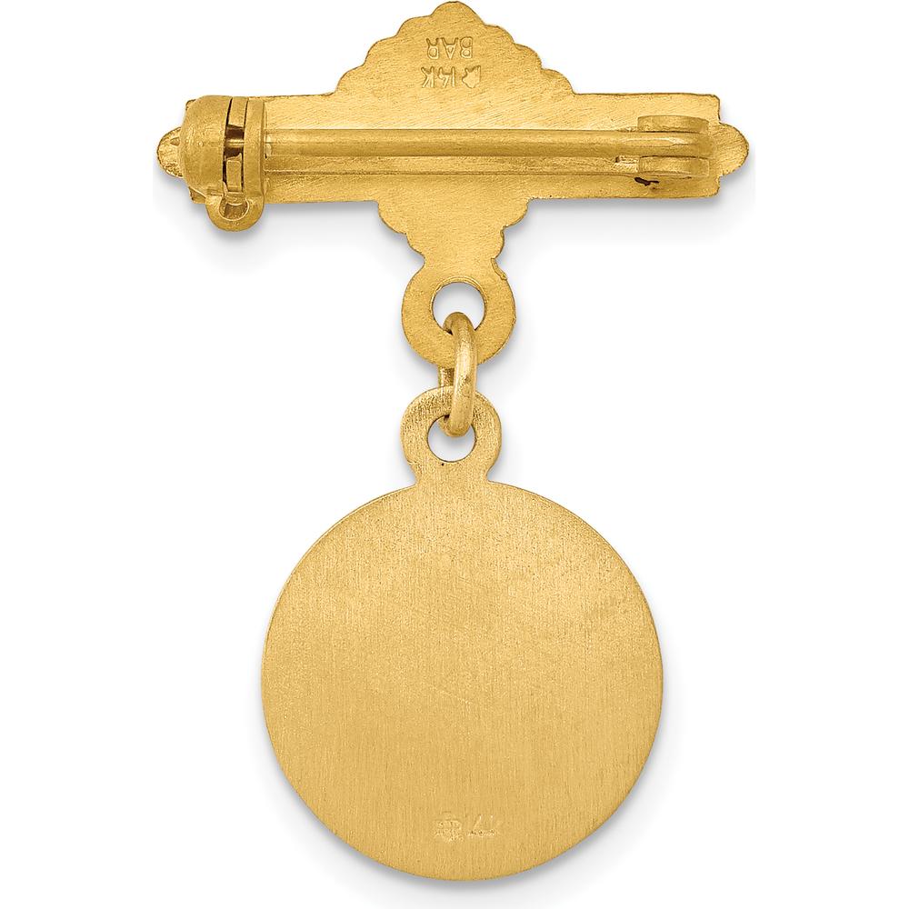 14K Yellow Gold Polished and Satin Saint John the Baptist Medal Pin - 26.5mm x 18mm by Oro Pregiato